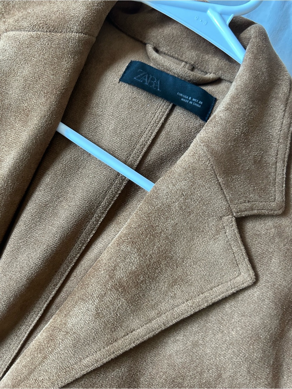 Zara Camel Brown Suede-Style Blazer Coat - Picture 3 of 3